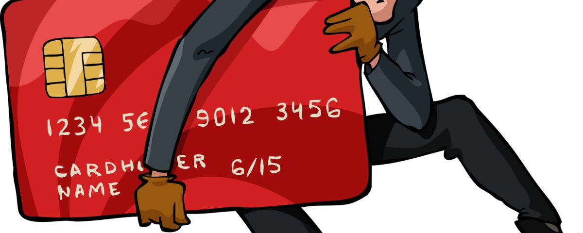 A thief with a credit card vector illustration